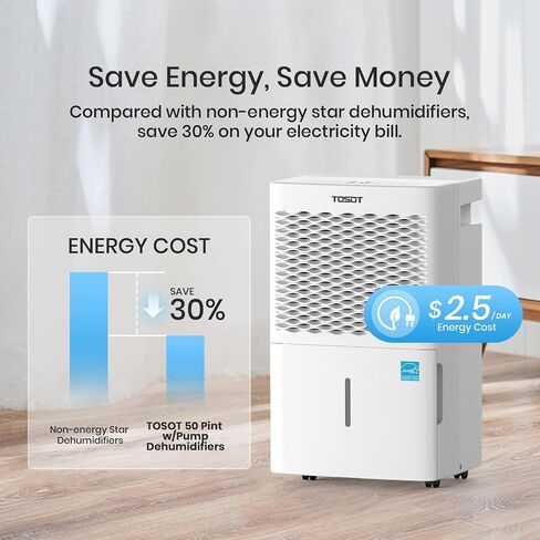 TOSOT 35 Pint 3,000 Sq Ft Dehumidifier Energy Star - for Home, Basement, Bedroom or Bathroom - Super Quiet (Previous 50 Pint) in Kuwait
