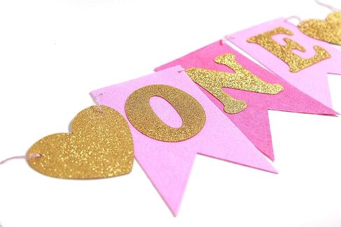 Kaptin 1st Birthday Baby Gold Pink Tutu Skirt and Banner for High Chair Decoration for Party Supplies (Pink) in Kuwait