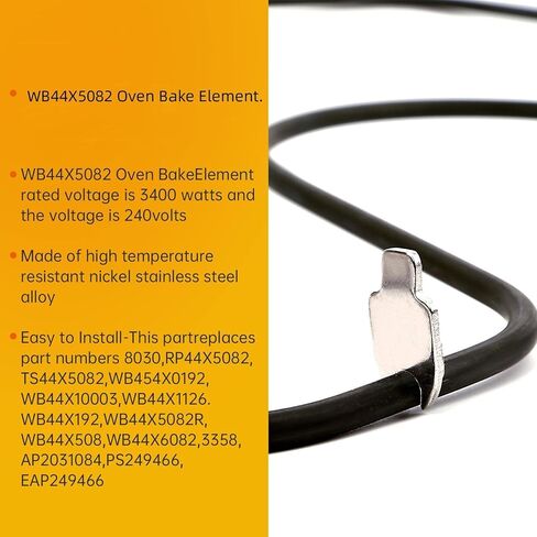 عنصر خبز الفرن WB44X5082 - بديل لوحدة خبز الفرن ذاتية التنظيف ذات النقطة الساخنة G-E، عنصر التسخين السفلي AP2031084، PS249466، WB44X0192 in Kuwait