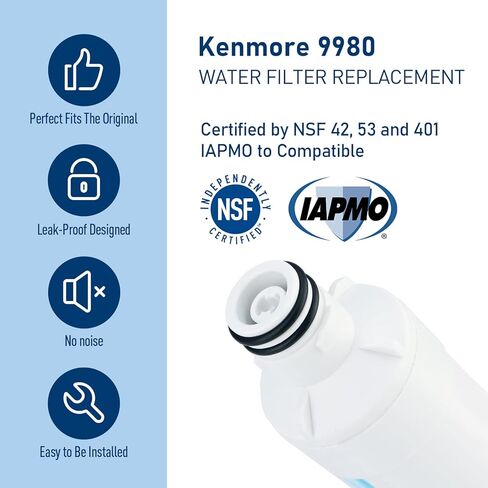 فلتر مياه PERCOLA 9980، NSF 42، 53 و401 بديل مرشح معتمد لـ Kenmore 46-9980، 469980، 9980-KM، 9980 (يستبدل ADQ74793502) AGF80300805 (3 عبوات) in Kuwait
