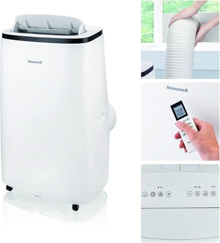 10,000 BTU Honeywell Portable Air Conditioner with Dehumidifier & Fan Cools Rooms Up To 450 Sq. Ft. with Remote Control, Black/White in Kuwait