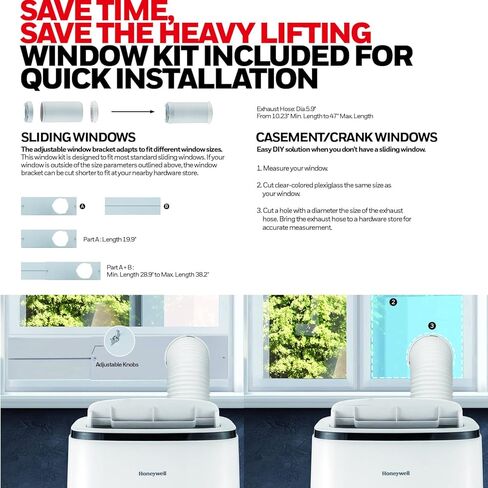 10,000 BTU Honeywell Portable Air Conditioner with Dehumidifier & Fan Cools Rooms Up To 450 Sq. Ft. with Remote Control, Black/White in Kuwait