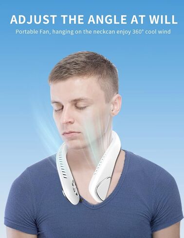 Jialexin Personal Neck Fan, Neck Fans Portable Rechargable 6000mAh Battery Operated Wearable Bladeless Neck Fan-3 Speeds（White） in Kuwait
