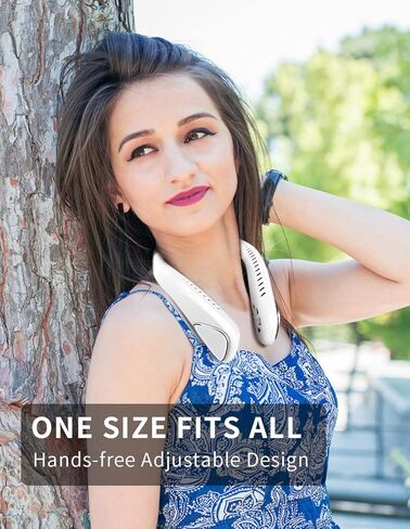 Jialexin Personal Neck Fan, Neck Fans Portable Rechargable 6000mAh Battery Operated Wearable Bladeless Neck Fan-3 Speeds（White） in Kuwait