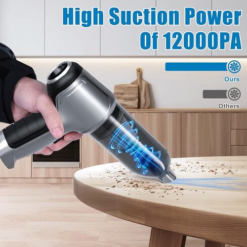 مكنسة كهربائية للسيارة من vokoroad، لاسلكية، بقوة 12000 باسكال، شفط قوي وقابل لإعادة الشحن، مكنسة كهربائية محمولة لاسلكية قوية، بطارية تدوم 30 دقيقة، مكنسة كهربائية خفيفة الوزن للمنزل/المكتب/شعر الحيوانات الأليفة/السيارة in Kuwait
