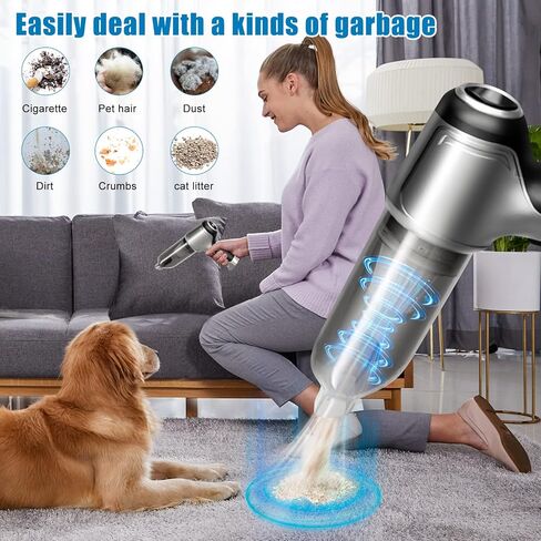 مكنسة كهربائية للسيارة من vokoroad، لاسلكية، بقوة 12000 باسكال، شفط قوي وقابل لإعادة الشحن، مكنسة كهربائية محمولة لاسلكية قوية، بطارية تدوم 30 دقيقة، مكنسة كهربائية خفيفة الوزن للمنزل/المكتب/شعر الحيوانات الأليفة/السيارة in Kuwait