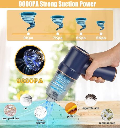 vokoroad Car Vacuum Cleaner Cordless, 12000PA Powerful Suction Rechargeable Strong Wireless Handheld Vacuum, 30 Minutes Long-Lasting Battery Lightweight Vacuum Cleaner for Home/Office/Pet Hair/Car in Saudi Arabia