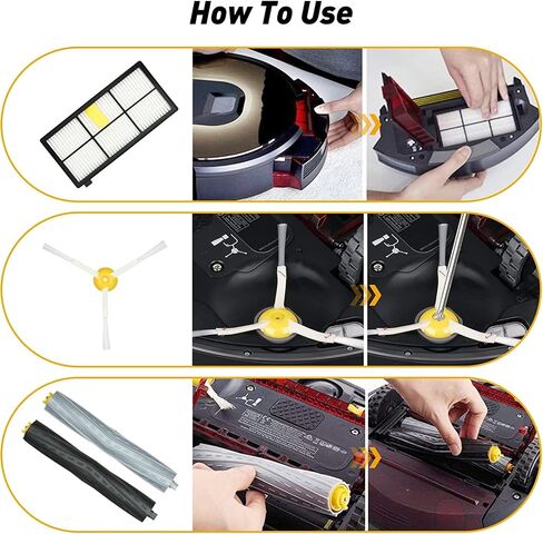 Replacement Kit for iRobot Roomba 800 900 Series 805 860 870 871 880 890 960 980 Robotic Vacuum Accessory, Replenishement Parts with 2 Roller, 4 Hepa Filter,5 Side Brushes, 6 Screws (17 pcs) in Saudi Arabia