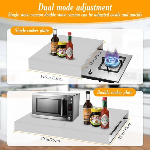 غطاء علوي للموقد من الفولاذ المقاوم للصدأ (2 قطعة)، الطول 22 بوصة × العرض 15 بوصة × الارتفاع 3.15 بوصة، غطاء لوح المعكرونة الفولاذي 304 للطهي، غطاء علوي مستطيل من الفولاذ، أغطية علوية للموقد غير القابل للصدأ لتوسيع مساحة تخزين المطبخ in Kuwait