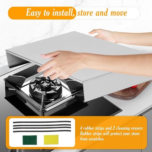 غطاء علوي للموقد من الفولاذ المقاوم للصدأ (2 قطعة)، الطول 22 بوصة × العرض 15 بوصة × الارتفاع 3.15 بوصة، غطاء لوح المعكرونة الفولاذي 304 للطهي، غطاء علوي مستطيل من الفولاذ، أغطية علوية للموقد غير القابل للصدأ لتوسيع مساحة تخزين المطبخ in Kuwait