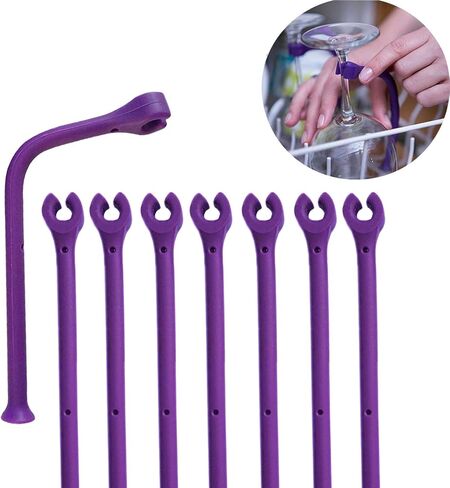 Tether Silicone Dishwasher Attachment Silicone Stemware Saver Flexible Stemware Holder Dishwasher Wine Glass Protector (Purple/4 pcs) in Kuwait