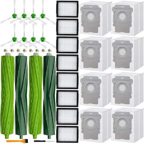 CauYien 26 Pack Replacement Parts for iRobot Roomba i3 i3+ i4 i6 i6+ i7 i7+ E5 E6 E7 I & E Series Vacuum Cleaner, 2 Set Rubber Brushes & 8 Vacuum Filters & 8 Side Brushes & 8 Vacuum Bags in Kuwait