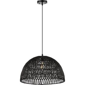 JONATHAN Y JYL6512B Campana 8.25" 1-Light Bohemian Modern Woven Rope/Iron LED Pendant Farmhouse, Coastal, Transitional, Office, Living Room, Family Room, Dining Room, Bedroom, Hallway, Foyer, Black in Saudi Arabia