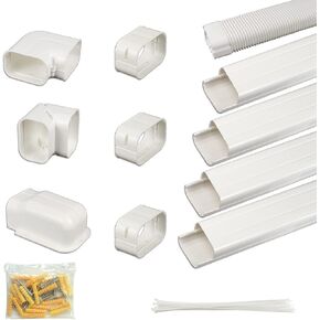 GCGOODS 4 بوصة 4.3 قدم مجموعة غطاء خط PVC المزخرف لمكيفات الهواء الصغيرة المنقسمة بدون دباغ، مكيف هواء مركزي ومضخات حرارية in Kuwait