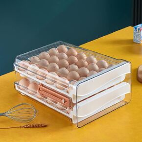 30 Grid Drawer type Egg Holder for Refrigerator, BPA Free Household Egg Fresh Storage Box, Single Layer Chicken Egg Storage Container Clear in Kuwait
