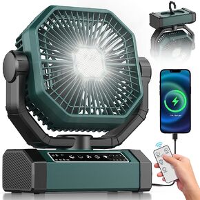 Portable Rechargeable Fan - 9-Inch Camping Fan for Tent, 24000mAh(60Hrs) Battery Operated Fan for Camping, Auto Oscillation Cordless Fans, Tent Fan with Remote/Light, 4 Speeds, 4 Timing, Outdoor in Kuwait