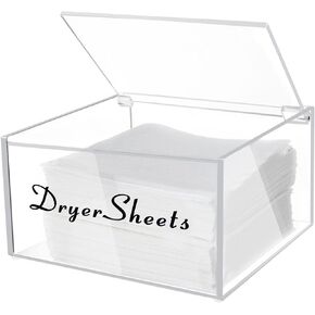 حامل أوراق مجفف شفاف مع غطاء، موزع أوراق مجفف أكريليك وحاوية للمجففات مع ملصق "غسيل الملابس" وصندوق تخزين منعم للأقمشة لتنظيم غرفة الغسيل والديكور in Kuwait