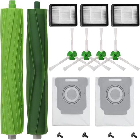 Replacement Parts accessories Compatible for iRobot Roomba i3 i3+ i4 i6 i6+ i7 i7+ i8 i8+/Plus E5 E6 E7 I,E &J Series Vacuum Cleaner,1 Set Multi-Surface Rubber Brushes 4 HEPA Filters & 4 Side Brushes in Kuwait