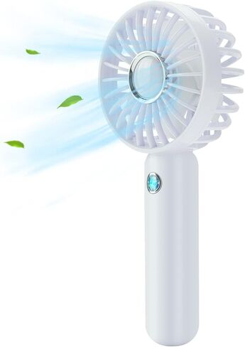 مروحة صغيرة محمولة باليد من جولدن بي جوي قابلة لاعادة الشحن بمنفذ USB، مروحة جيب صغيرة تعمل بالبطارية، 3 سرعات قابلة للتعديل، مروحة شخصية هادئة للمنزل والمكتب وداخل المنزل وخارجه والسفر، لون ابيض in Kuwait