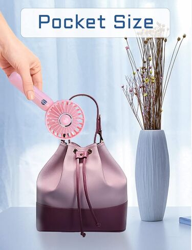 مروحة صغيرة محمولة باليد من جولدن بي جوي قابلة لاعادة الشحن بمنفذ USB، مروحة جيب صغيرة تعمل بالبطارية، 3 سرعات قابلة للتعديل، مروحة شخصية هادئة للمنزل والمكتب وداخل المنزل وخارجه والسفر، لون ابيض in Kuwait