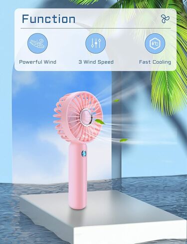 مروحة صغيرة محمولة باليد من جولدن بي جوي قابلة لاعادة الشحن بمنفذ USB، مروحة جيب صغيرة تعمل بالبطارية، 3 سرعات قابلة للتعديل، مروحة شخصية هادئة للمنزل والمكتب وداخل المنزل وخارجه والسفر، لون ابيض in Kuwait