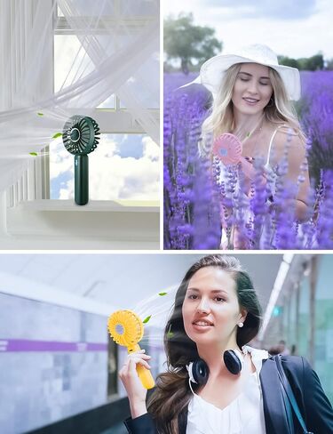 مروحة صغيرة محمولة باليد من جولدن بي جوي قابلة لاعادة الشحن بمنفذ USB، مروحة جيب صغيرة تعمل بالبطارية، 3 سرعات قابلة للتعديل، مروحة شخصية هادئة للمنزل والمكتب وداخل المنزل وخارجه والسفر، لون ابيض in Kuwait