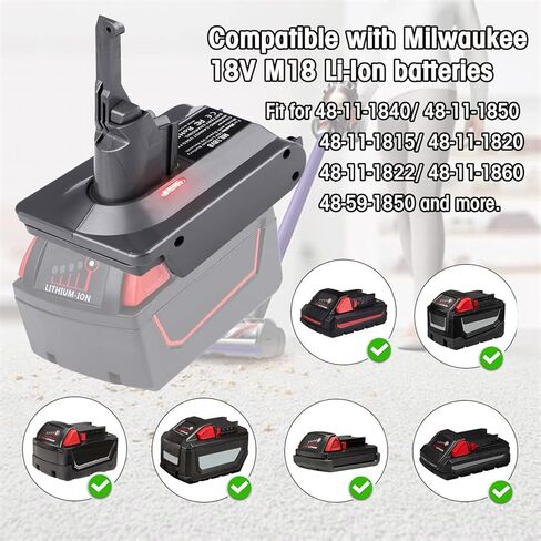 MIL18V8 for Dyson V8 Battery Adapter, Convert for Milwaukee M18 18V Li-ion Battery to for Dyson V8 Batteries, great for Dyson V8 Animal V8 Fluffy V8 Motorhead V8 Carbon Fiber Cord-Free Handheld Vacuum in Saudi Arabia