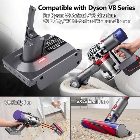 MIL18V8 for Dyson V8 Battery Adapter, Convert for Milwaukee M18 18V Li-ion Battery to for Dyson V8 Batteries, great for Dyson V8 Animal V8 Fluffy V8 Motorhead V8 Carbon Fiber Cord-Free Handheld Vacuum in Saudi Arabia