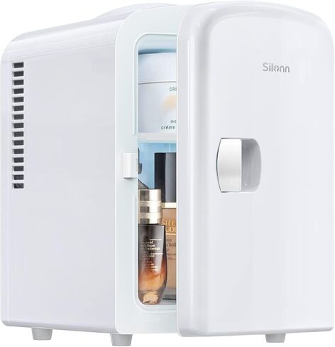 Silonn Mini Fridge, Portable Skin Care Fridge, 4 L/6 Can Cooler and Warmer Small Refrigerator with Eco Friendly for Home, Office and Car, Compact Refrigerator and White in Kuwait