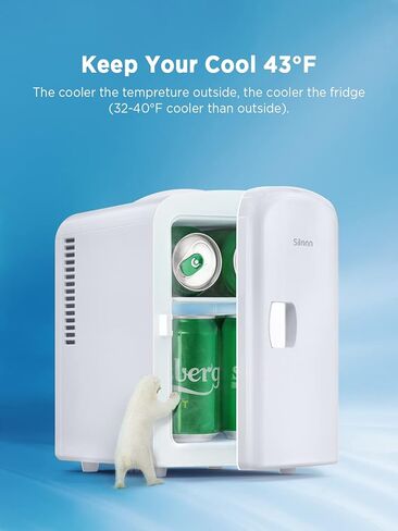 Silonn Mini Fridge, Portable Skin Care Fridge, 4 L/6 Can Cooler and Warmer Small Refrigerator with Eco Friendly for Home, Office and Car, Compact Refrigerator and White in Kuwait