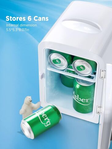 Silonn Mini Fridge, Portable Skin Care Fridge, 4 L/6 Can Cooler and Warmer Small Refrigerator with Eco Friendly for Home, Office and Car, Compact Refrigerator and White in Kuwait