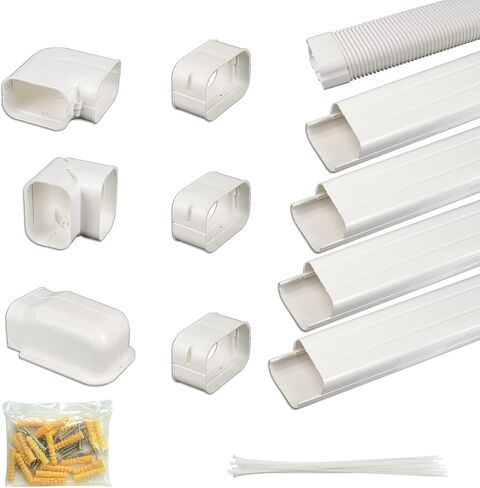GCGOODS 4 بوصة 4.3 قدم مجموعة غطاء خط PVC المزخرف لمكيفات الهواء الصغيرة المنقسمة بدون دباغ، مكيف هواء مركزي ومضخات حرارية in Kuwait