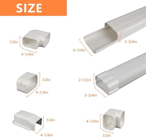 GCGOODS 4 بوصة 4.3 قدم مجموعة غطاء خط PVC المزخرف لمكيفات الهواء الصغيرة المنقسمة بدون دباغ، مكيف هواء مركزي ومضخات حرارية in Kuwait