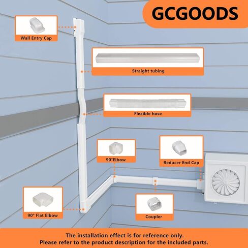 GCGOODS 4 بوصة 4.3 قدم مجموعة غطاء خط PVC المزخرف لمكيفات الهواء الصغيرة المنقسمة بدون دباغ، مكيف هواء مركزي ومضخات حرارية in Kuwait