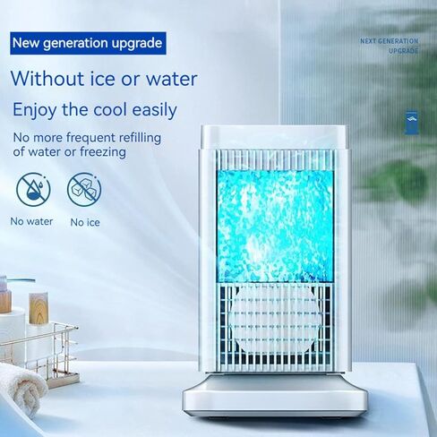 مكيف هواء محمول، مكيف هواء صغير لأشباه الموصلات 85 وات، مع مكيف هواء شخصي بإضاءة ليلية شريطية مائية، مروحة تيار متردد صغيرة صامتة 4 سرعات للمكتب، المنزل، غرفة النوم، الغرفة، المكتب، السفر - أبيض in Kuwait