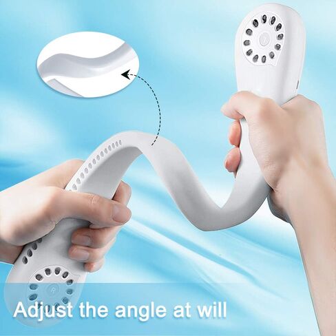 Hanging Neck Fan, Hand Free Leafless Neckband Fan - Powerful Dual Wind Head, Adjustable 3 Speed 360 Degree& Rechargeable Wearable Necklace Fan with Long-Lasting Battery for Sports Home Outdoor in Saudi Arabia