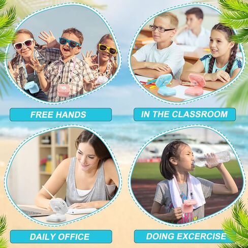 12 Pack Necklace Fans Portable Neck Hanging Fan Mini Fan Handheld Hand Held Fan for Cooling Small Personal Hands Free Fan USB Rechargeable Battery 3 Speed Air Circulatory Fan (Blue) in Kuwait