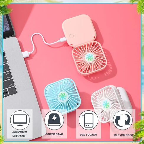 12 Pack Necklace Fans Portable Neck Hanging Fan Mini Fan Handheld Hand Held Fan for Cooling Small Personal Hands Free Fan USB Rechargeable Battery 3 Speed Air Circulatory Fan (Blue) in Kuwait