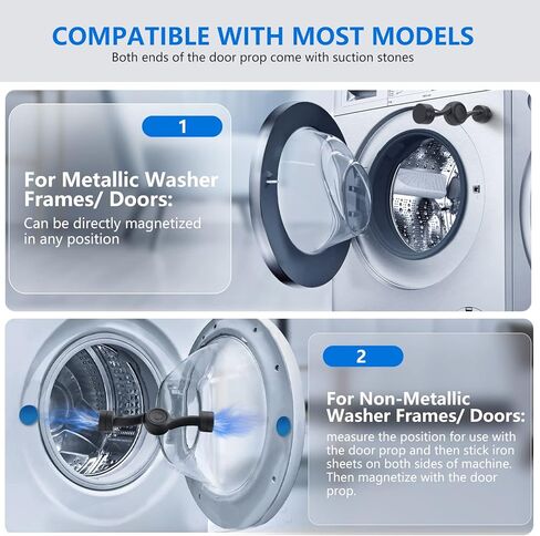 Front Load Washer Door Prop, Magnetic Washing Machine Cleaner Door Holder, 360° Adjustable Washer and Dryer Door Stopper with Sticky Iron Sheet Fits All Washing Machines (1 Pack) in Kuwait