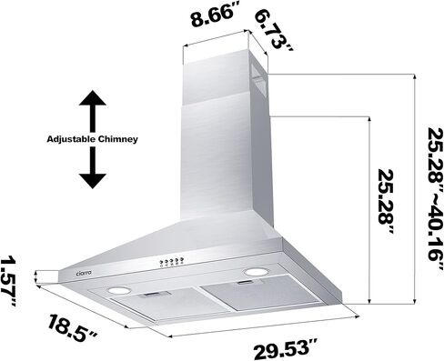 Ductless Range Hood 30 inch 450 CFM Hood Vent for Kitchen in Stainless Steel CIARRA CAS75206P in Kuwait