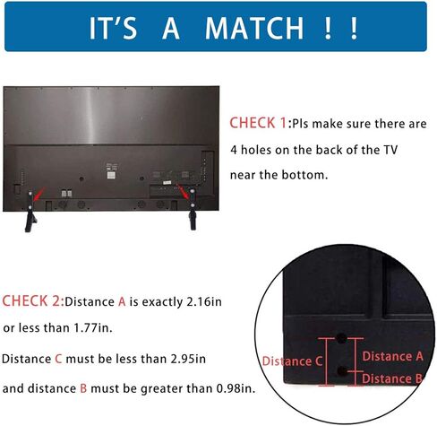 TV Base Pedestal Feet,Drsn TV Stand Mount Legs for Televisions with Mounting Holes Distance 5.5cm or Within 4.5cm, Distance Between Top Mounting Hole and Edge 8cm in Kuwait
