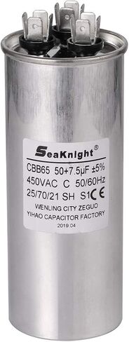 BlueNatHxRPR 50+7.5 MFD uF CBB65 Capacitor Air Conditioner Capacitor Round Dural Motor Run Capacitor Withstand 450V AC in Saudi Arabia