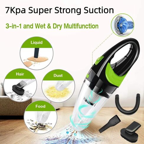 Fey Cordless Handheld Vacuum, 120W Rechargeable Portable Hand Vacuum Cleaner with Long Lasting up to 30mins,Wet & Dry Vacuum Cleaner for Car, Home, Pet Hair, Dust, Gravel Cleaning in Kuwait