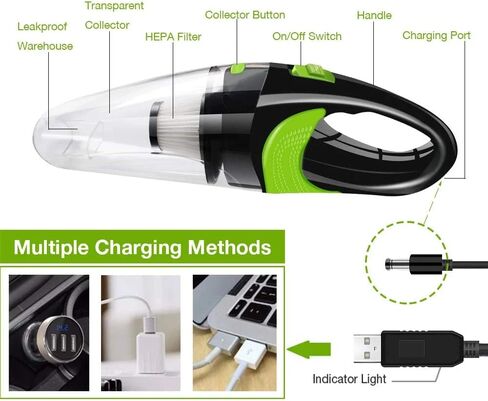 Fey Cordless Handheld Vacuum, 120W Rechargeable Portable Hand Vacuum Cleaner with Long Lasting up to 30mins,Wet & Dry Vacuum Cleaner for Car, Home, Pet Hair, Dust, Gravel Cleaning in Kuwait