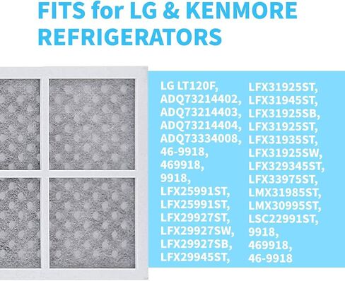 فلتر هواء LEWELLRY 6 قطع LT120f متوافق مع فلتر هواء LG LT120F، فلتر هواء Kenmore 46-9918، فلتر 9918، ADQ73214402، ADQ73214404، فلتر هواء LMZS30776S، ADQ73334008 LG فلتر هواء للثلاجة in Kuwait