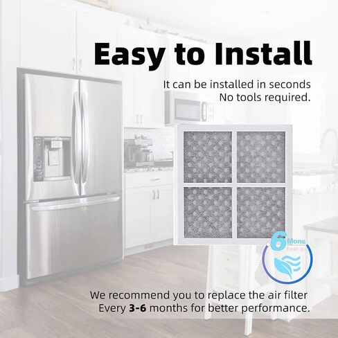 فلتر هواء LEWELLRY 6 قطع LT120f متوافق مع فلتر هواء LG LT120F، فلتر هواء Kenmore 46-9918، فلتر 9918، ADQ73214402، ADQ73214404، فلتر هواء LMZS30776S، ADQ73334008 LG فلتر هواء للثلاجة in Kuwait