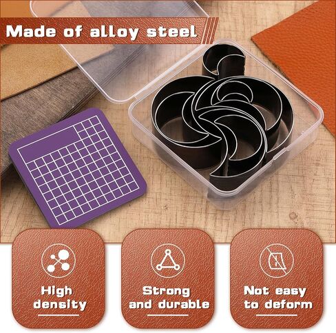 8 Pcs Leather Punching Mold, 9 Sizes Leather Hole Punch Die Round, Cutting Mold Punching Die Set for DIY Leather Craft, Leather Cutter Hollow Punching Tool with Plastic Box in Saudi Arabia
