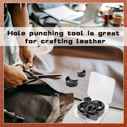 8 Pcs Leather Punching Mold, 9 Sizes Leather Hole Punch Die Round, Cutting Mold Punching Die Set for DIY Leather Craft, Leather Cutter Hollow Punching Tool with Plastic Box in Saudi Arabia
