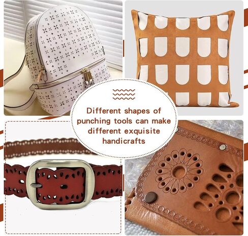 8 Pcs Leather Punching Mold, 9 Sizes Leather Hole Punch Die Round, Cutting Mold Punching Die Set for DIY Leather Craft, Leather Cutter Hollow Punching Tool with Plastic Box in Saudi Arabia