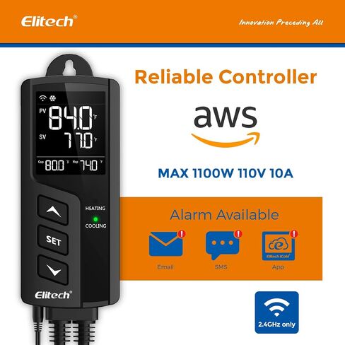 Elitech STC-1000 TH Temperature and Humidity Controller T&H Non-WiFi Cooling Heating Switch On-Off Thermostat for Heat Pad Reptile Aquarium Homebrew Freezer -40~230°F Pre-Wired Outlets 110V 1100W 10A in Saudi Arabia